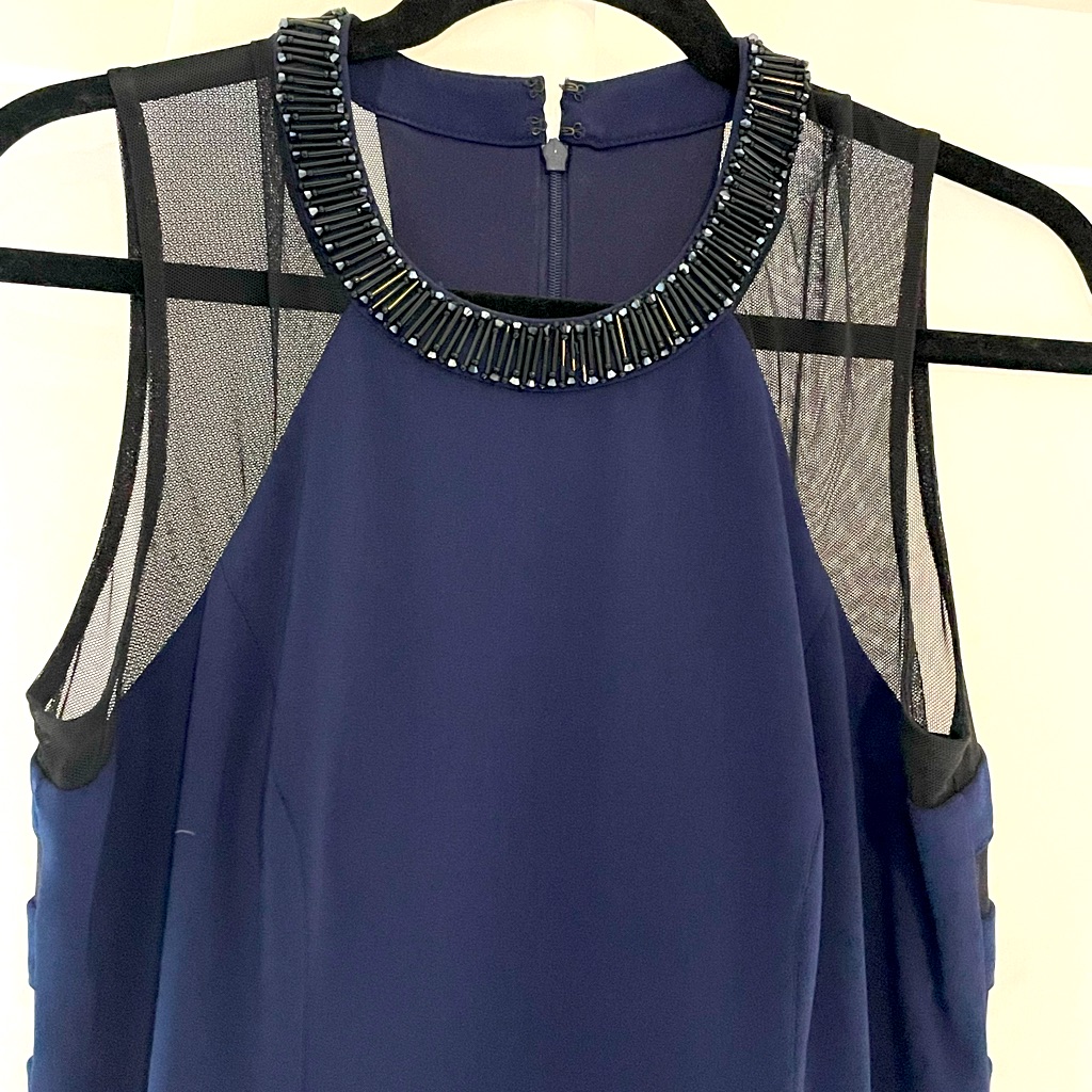 Long Navy Blue Evening Gown